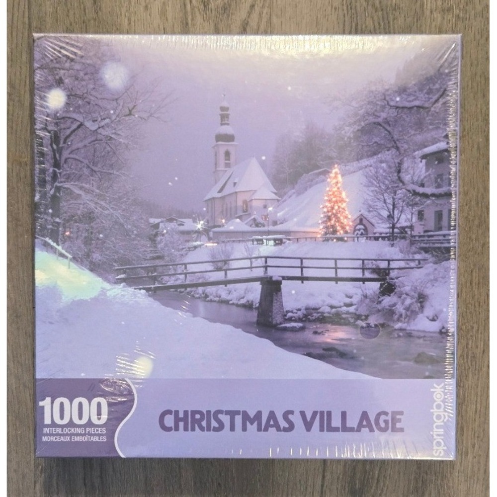 Springbok Christmas Village 1000 Piece Jigsaw Puzzle Snow Ramsau Church #10246